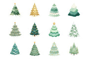 Watercolor Christmas Trees Clipart, an Illustration by SinaCreation (Thumbnail 3 of 7)