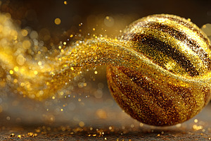 Golden Glitter Christmas Ornament, an Abstract Photo by Ales Munt
