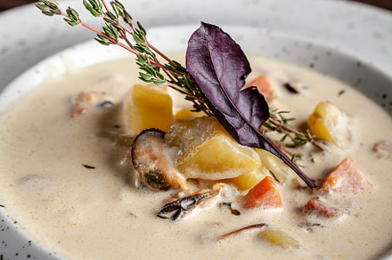 American cuisine concept american s featuring clam, chowder, and hot