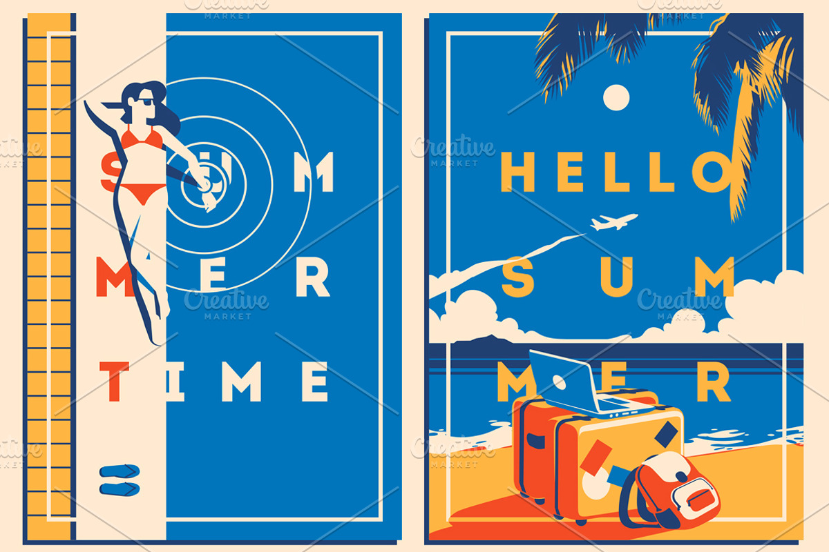 8 Summer Posters & Badge #1, a Decorative Illustration by Alexander Baidin (Photo 5 of 6)
