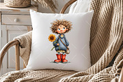 Whimsical Sunflower Kids PNG Clipart, a Seasonal Illustration by OK Design (Thumbnail 4 of 6)