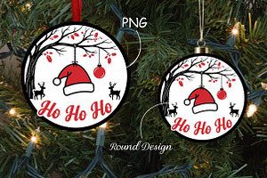 Ho Ho Ho Santa Hat Ornament SVG File, a Seasonal Illustration by CrexoraLab