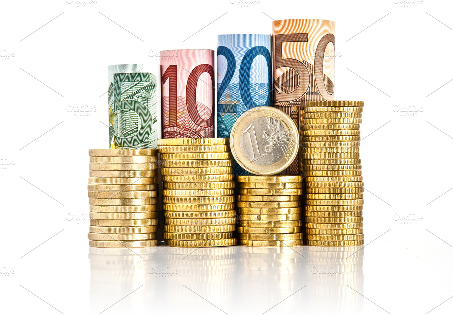 Euro banknotes and coins containing background, bank, and banknote, a Business Photo by Antonio-S