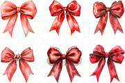 Red Coquette Christmas Bow Clipart, an Illustration by Black Bird Studio (Thumbnail 4 of 6)