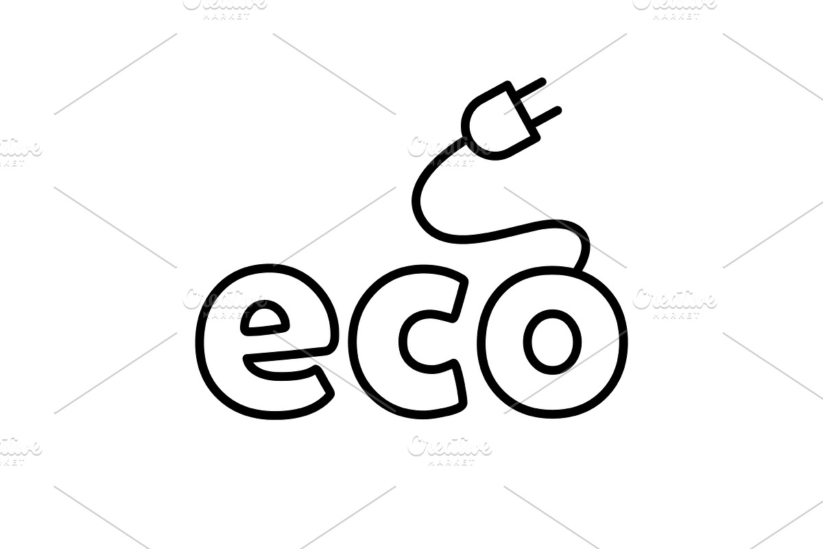 Eco font text with Electric Socket, an Object Illustration by Elen_Art