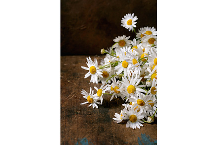 White Daisies Bouquet on Wooden