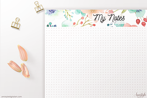 Coral-Mint Dot Grid Note Page