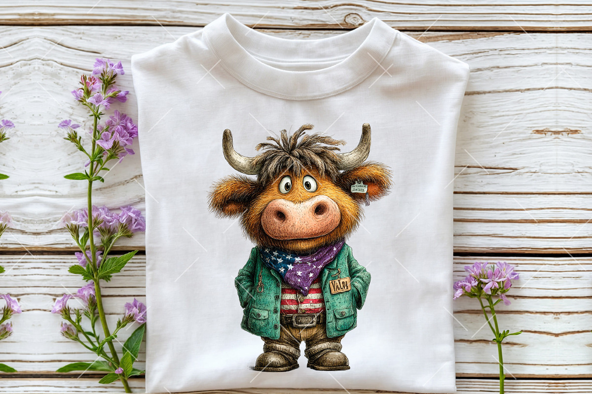 Patriotic Highland Cow Clipart, an Illustration by OK Design (Photo 5 of 6)