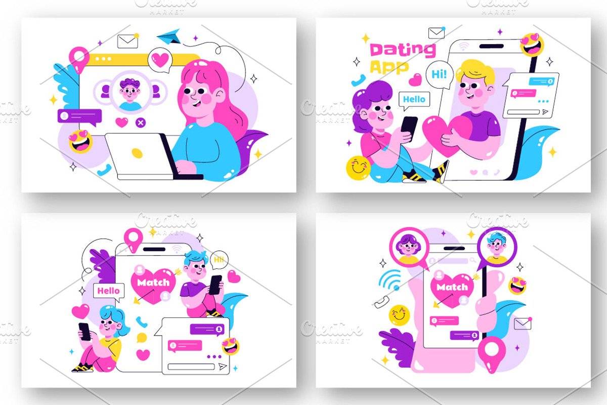10 Online Dating App Illustration, a Person Illustration by denayunebgt (Photo 3 of 4)