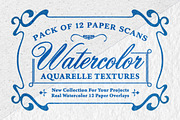 12 Watercolor Paper Textures, a Texture Graphic by Design Squad (Thumbnail 1 of 8)