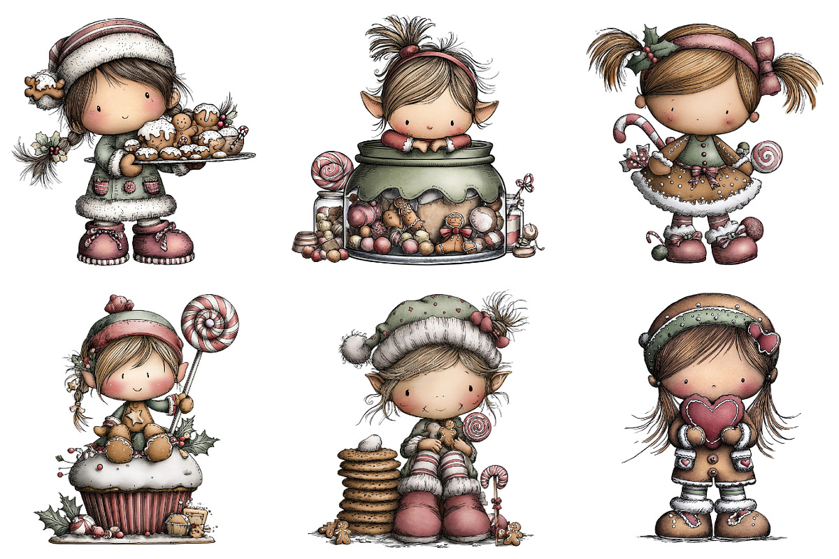 Christmas Candy Elf Clipart, an Illustration by DreamArtGraphic (Photo 4 of 5)