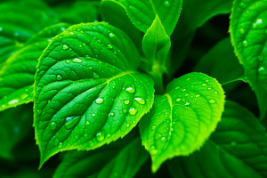 Lush Green Leaves Adorned, a Nature Photo by Rafoz