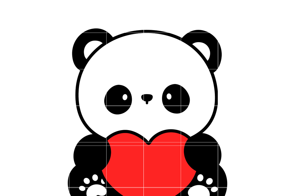 Cute Panda with Heart SVG | Kawaii V, an Illustration by TheHitShop (Photo 2 of 10)
