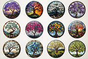 Spring Tree Stained Glass PNG, an Illustration by RobertsArt (Thumbnail 2 of 5)