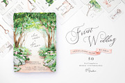 Forest Wedding Suite BUNDLE, an Invitation Template by Aquarellina (Thumbnail 1 of 17)
