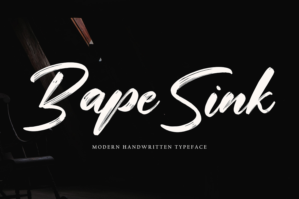 Bape Sink, a Script Font by pineungtype (Photo 1 of 9)