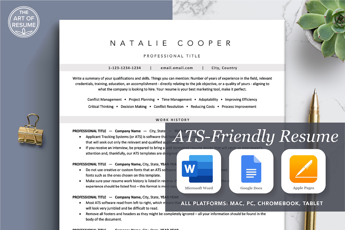 ATS Friendly Resume CV Templates, a Resume Template by The Art of Resume (Photo 1 of 8)