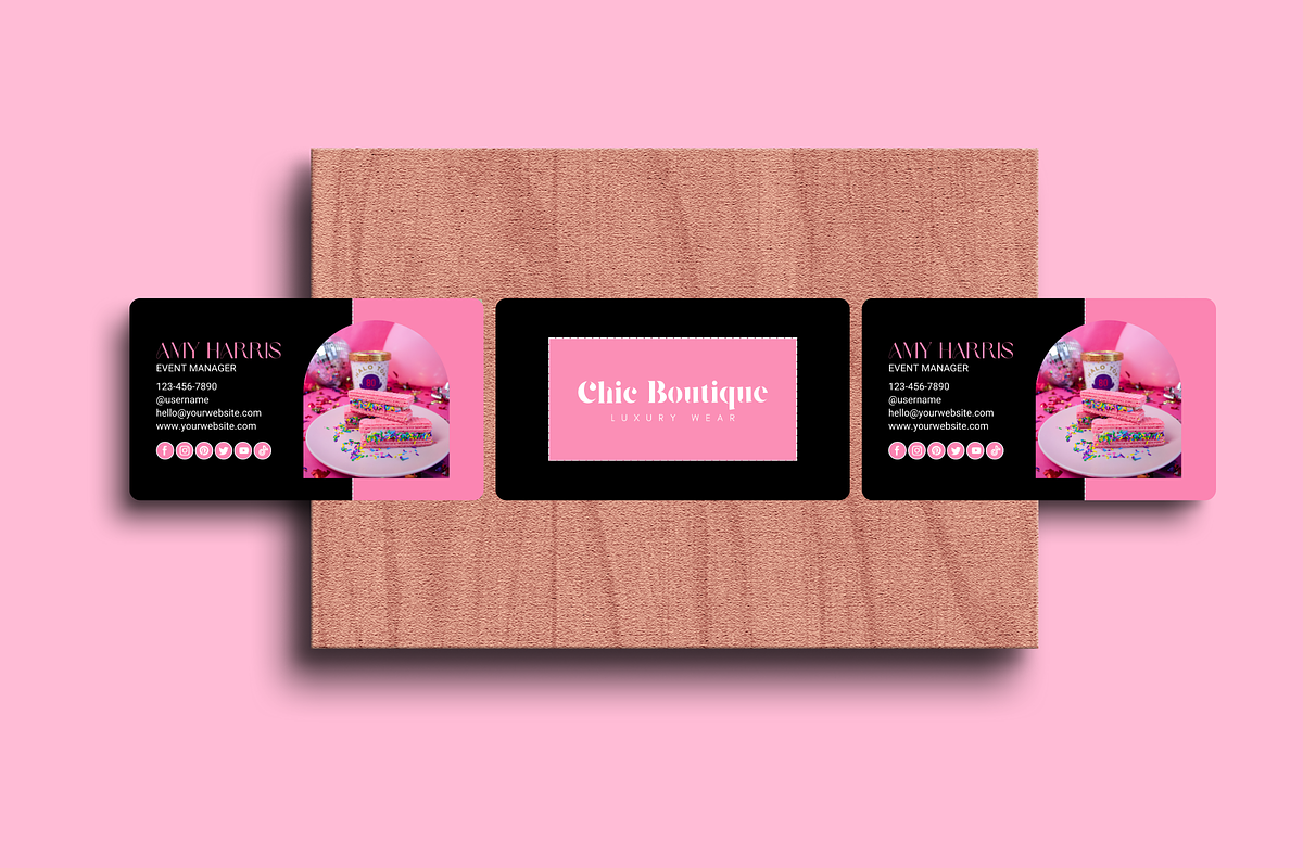 Black Pink Business Card Template, a Business Card Template by SunshineStudioBoutique (Photo 6 of 10)