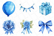 Watercolor Blue Birthday Clipart Bun, an Illustration by DreamPrint404 (Thumbnail 2 of 5)