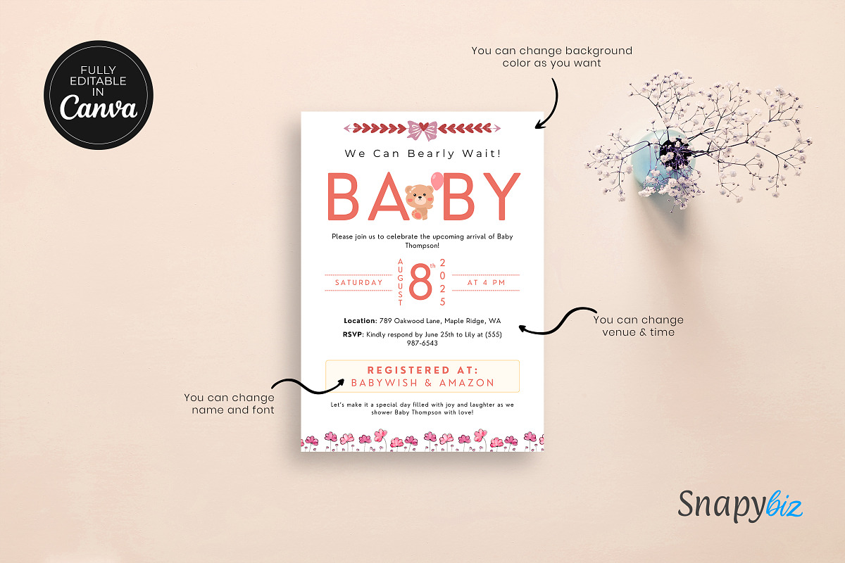 We Bearly Wait Baby Shower Invite, an Invitation Template by Snapybiz (Photo 10 of 10)