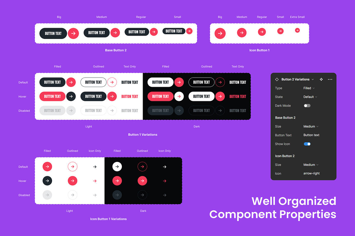 Figma Component - UI Buttons Kit #2, an UI Kit Template by SLAB! Design (Photo 2 of 3)