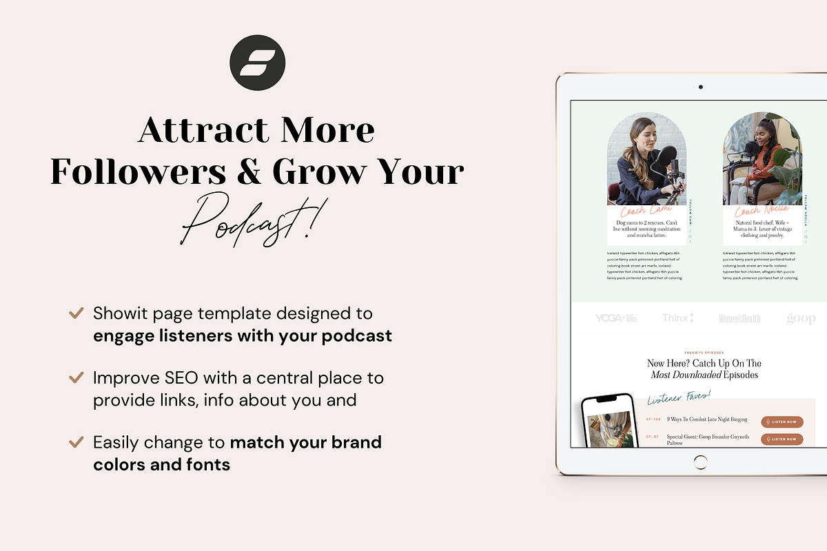 Podcast Landing Page Showit Template, a Landing Page Template by Sugar Studios (Photo 6 of 7)
