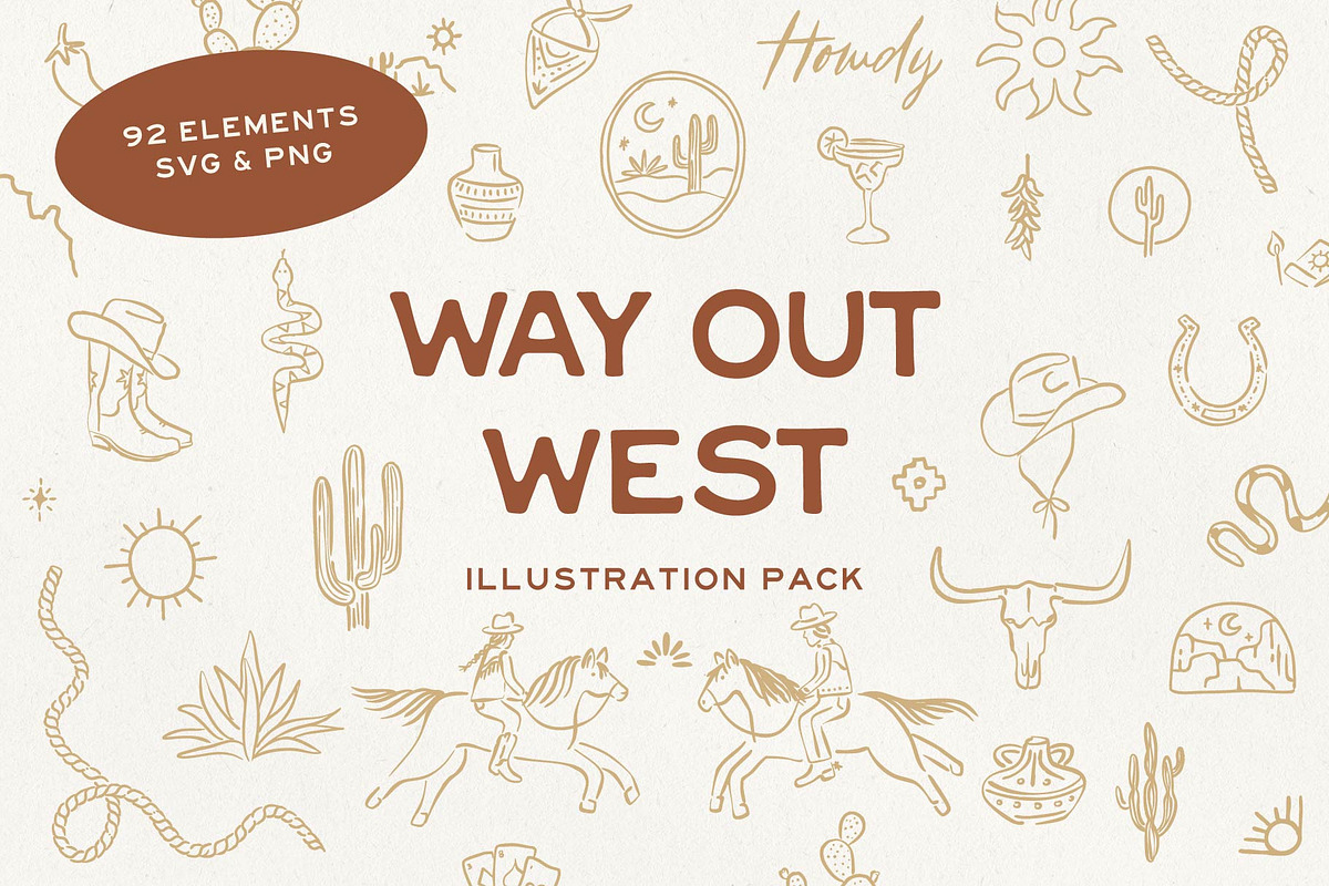 Western Desert Hand Drawn Elements, an Illustration by Claire Emery Designs (Photo 1 of 6)