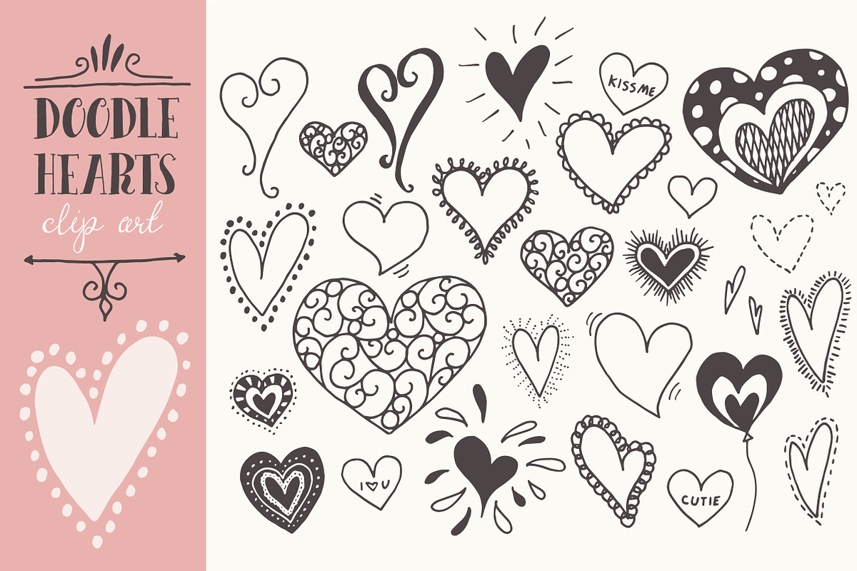 Doodle Hearts Clip Art