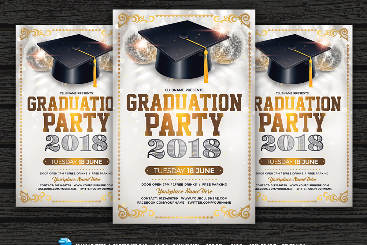 Graduation Party Flyer Template, a Flyer Template by DesignWorkz (Photo 1 of 2)