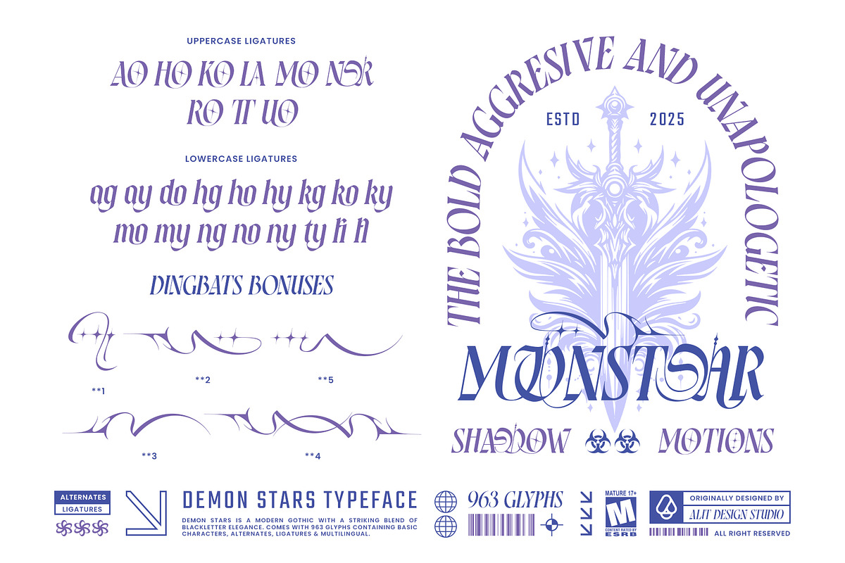 Demon Stars Typeface, a Blackletter Font by alit design (Photo 15 of 20)