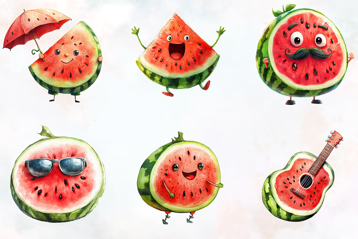 Funny Summer Watermelon Clipart, an Illustration by RobertsArt (Photo 4 of 7)