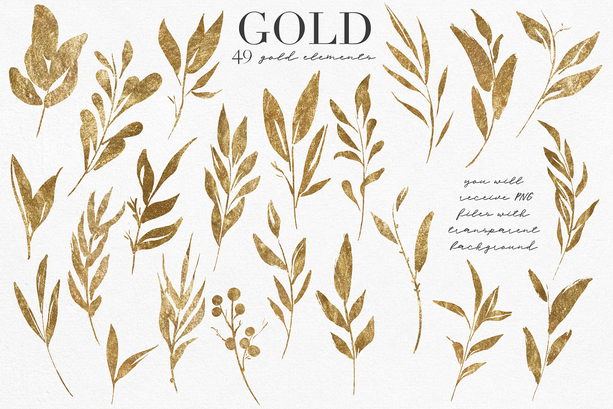 Gold leaves, splatters & strokers, an Illustration by LuiDesignStudio (Photo 2 of 6)