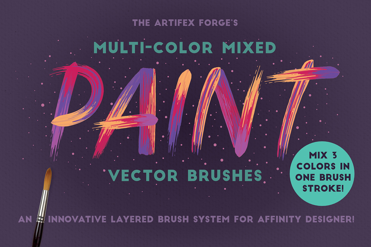 Multi-color, Mixed Paint Brushes, a Brush Add-On by The Artifex Forge (Photo 1 of 9)
