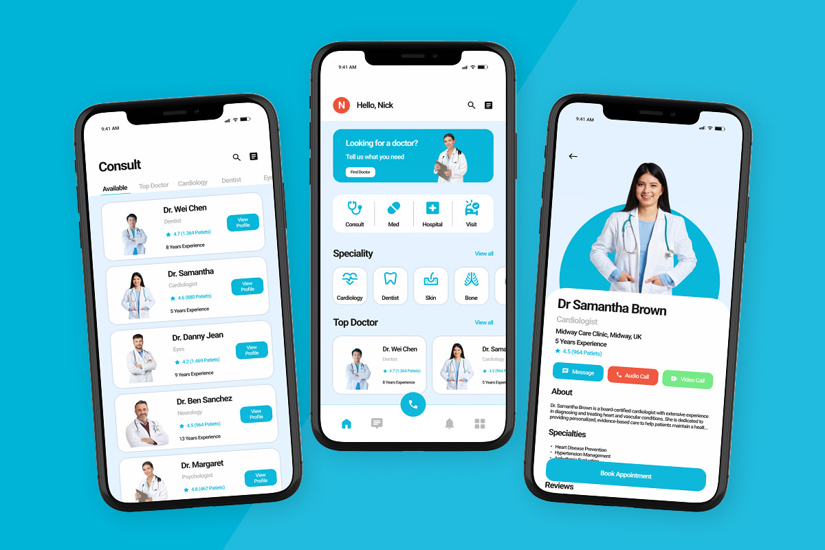 HealthySpot - Online Doctor App UI, an App Template by trabaskriya (Photo 3 of 5)