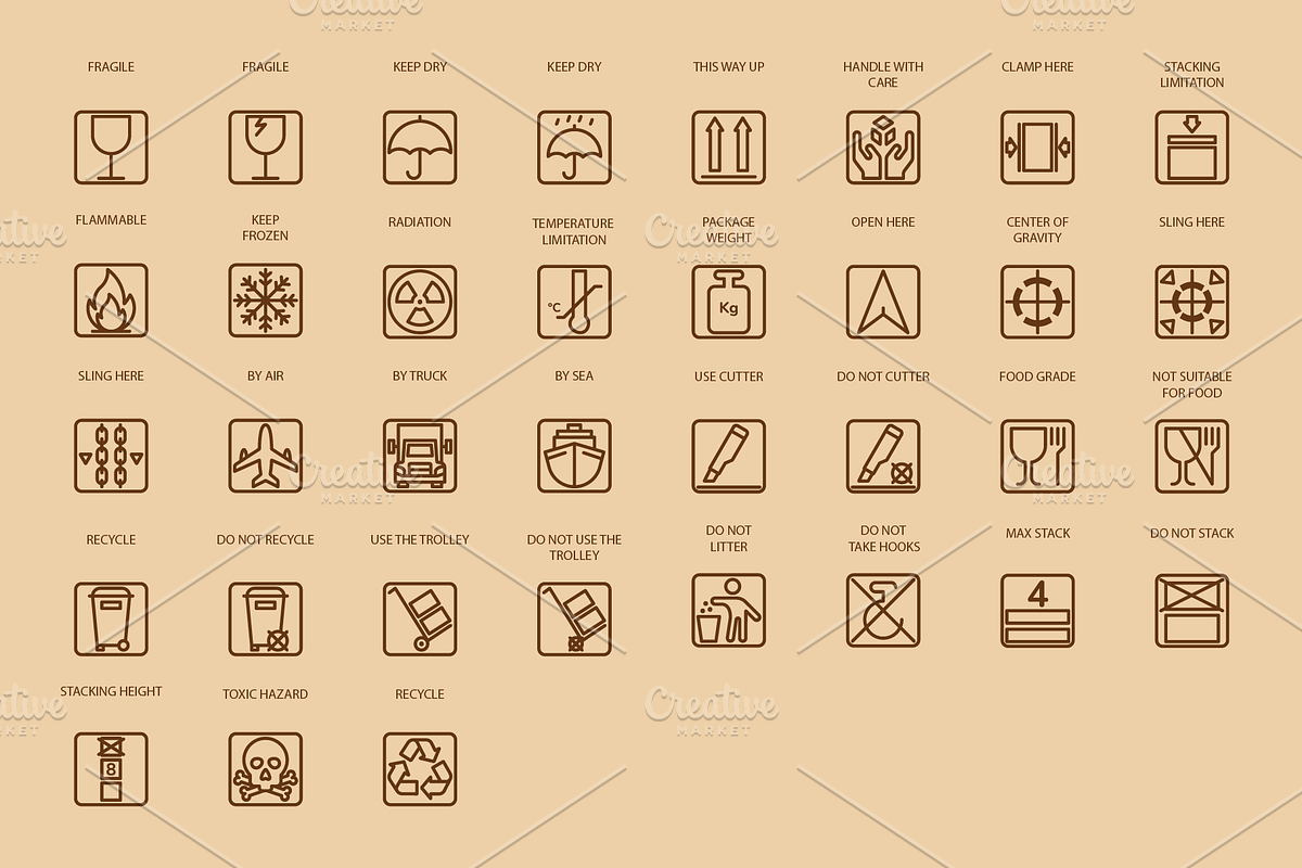 Packaging Symbols Vector, an Outline Icon by Abstracto-Create (Photo 4 of 5)