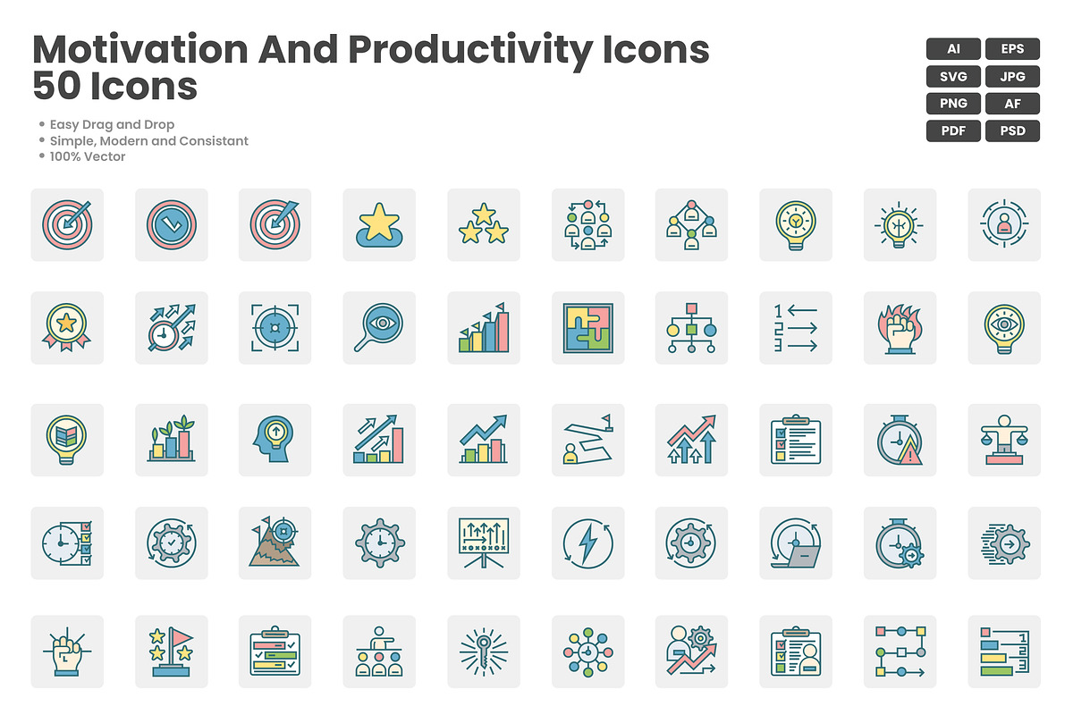 Motivation And Productivity Icons, a Duotone Icon by erifqizeicon (Photo 1 of 3)