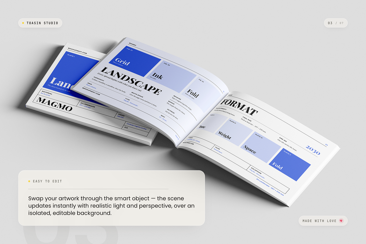 A4 Landscape Magazine Mockup, a Books & Magazine Mockup by Toasin Studio (Photo 3 of 7)