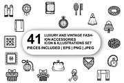 vintage fashion accessories Icon Set, an Outline Icon by Nurlan's shop (Thumbnail 1 of 6)