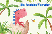 Watercolor Dinosaurs Clipart Set, a Decorative Illustration by LeMagiqueBoutique (Thumbnail 3 of 4)