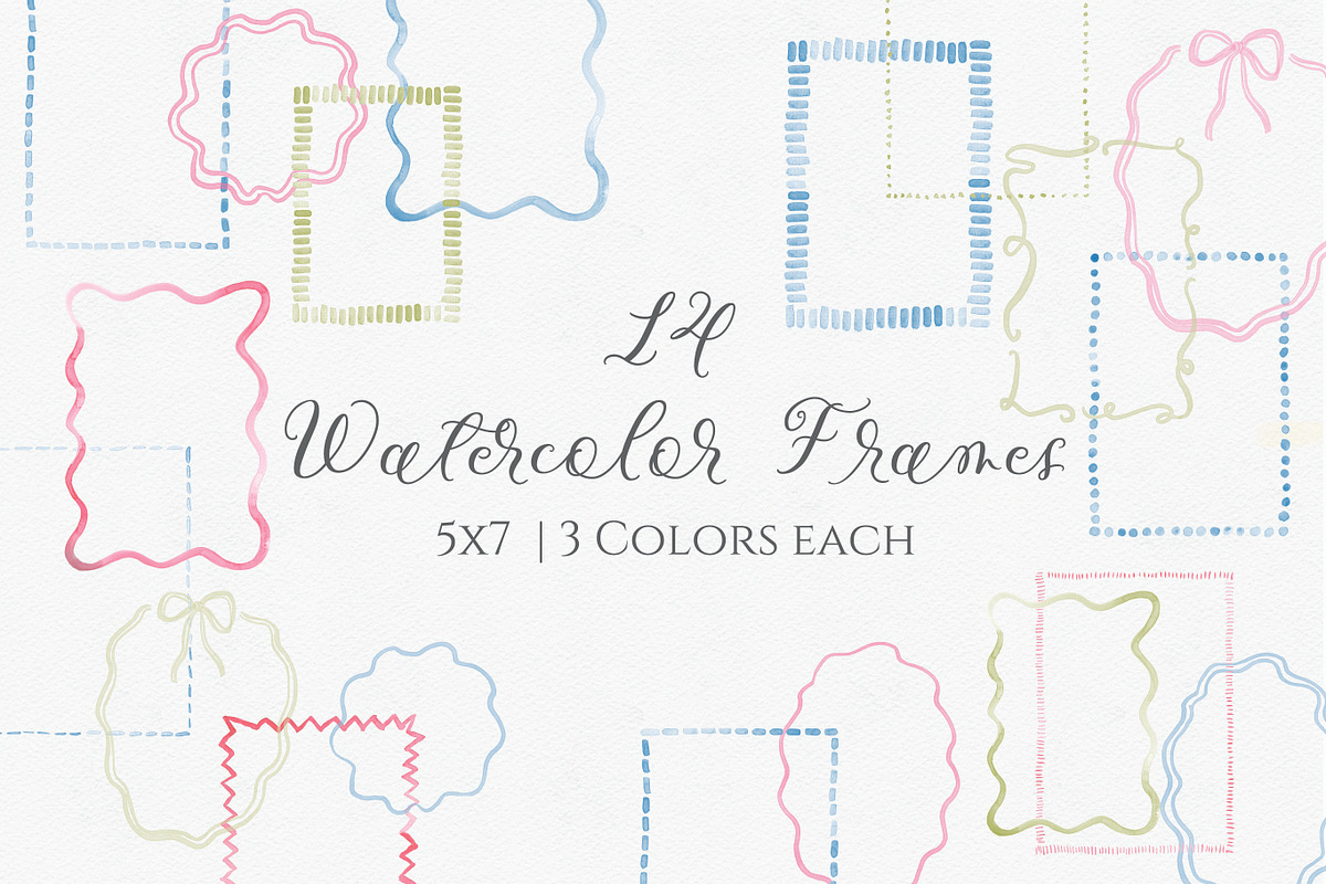 Cute Watercolor Borders & Frames, a Graphic by Design by Laney (Photo 1 of 10)