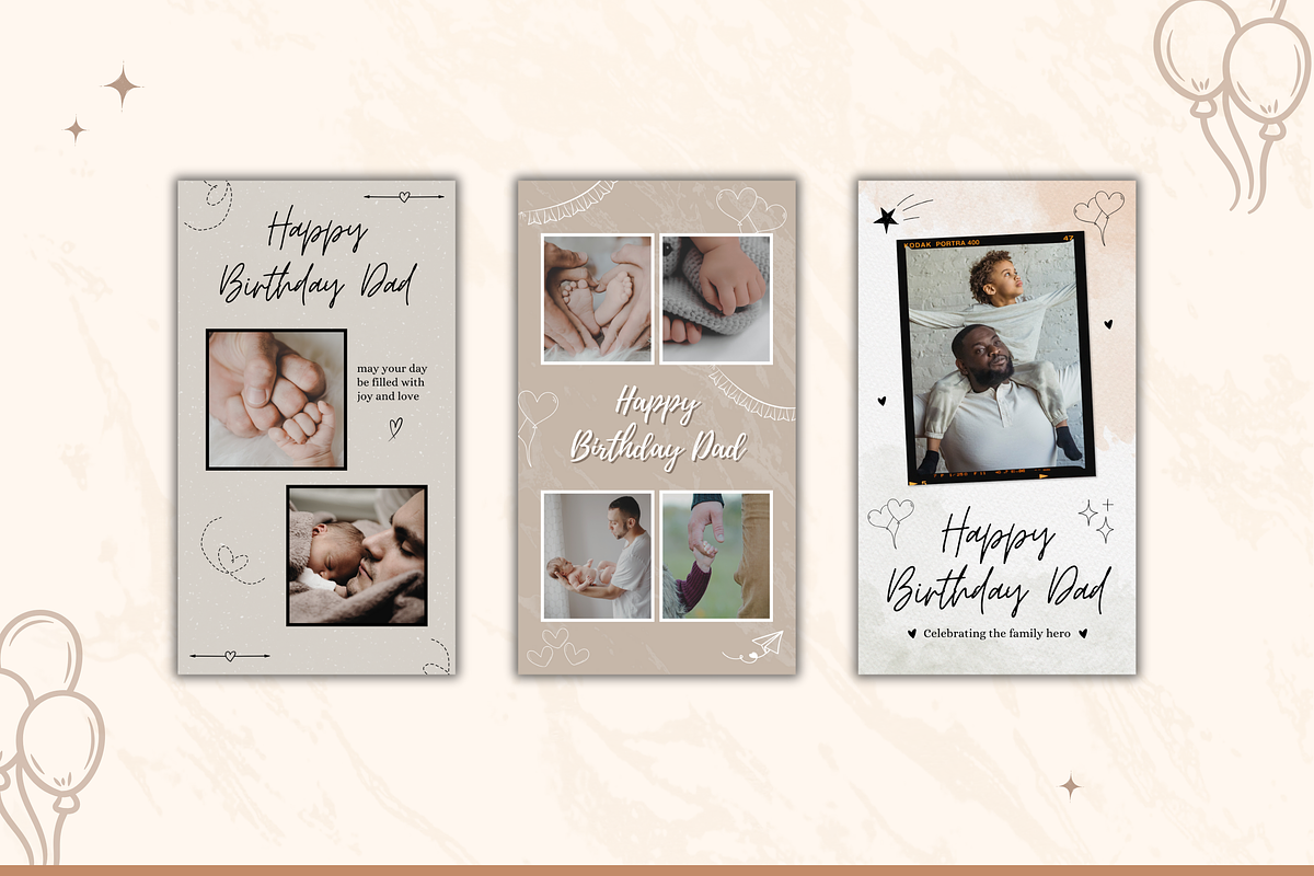 5 Happy Birthday Dad Photo Collage, a Templates & Theme by TemplateCastleStore (Photo 5 of 9)