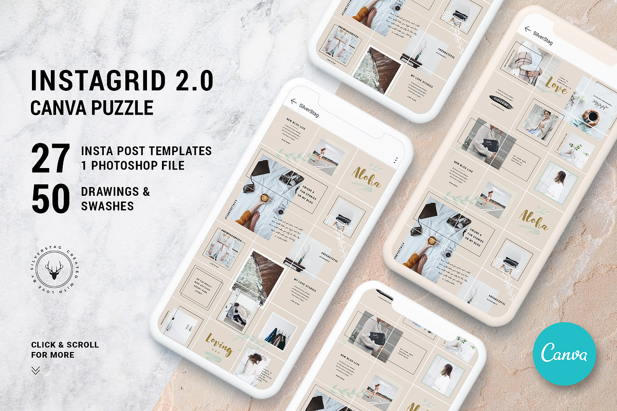 Insta Puzzle Bundle + FREE Updates, a Social Media Template by SilverStag Type Foundry (Photo 6 of 14)