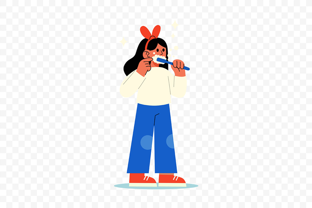 Woman Brushing Teeth with Foam, a Healthcare Illustration by Partikusi Design (Photo 3 of 3)
