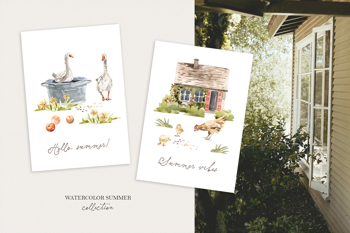 Country Charm watercolor farm, a Decorative Illustration by svetsum (Photo 2 of 7)