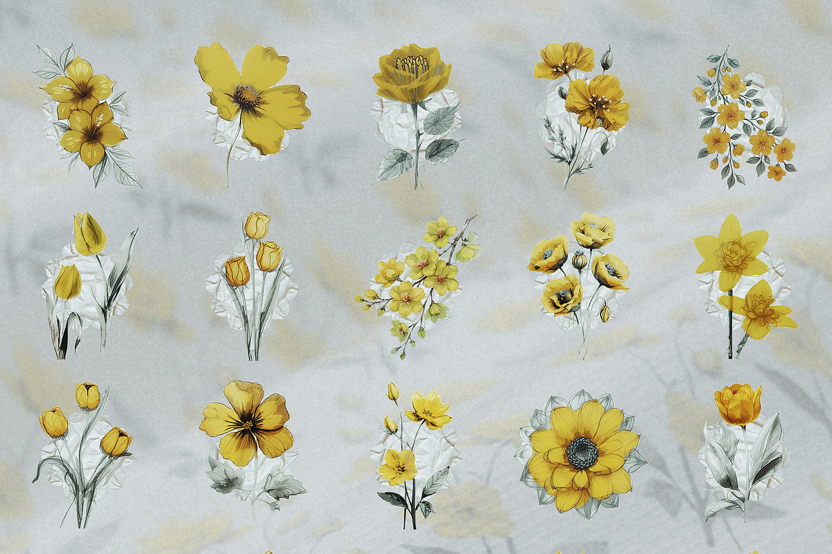 Golden Bloom: Floral Design Kit, a Pattern Graphic by Megan Aili Designs (Photo 8 of 10)
