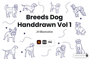Dog Breeds Hand Drawn Illustration, an Animal Illustration by SLAB! Design