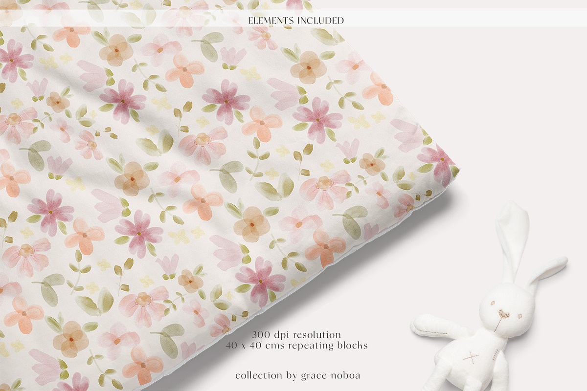 Floral Seamless Patterns & Cliparts, a Pattern Graphic by Grace Noboa Illustrations (Photo 3 of 17)
