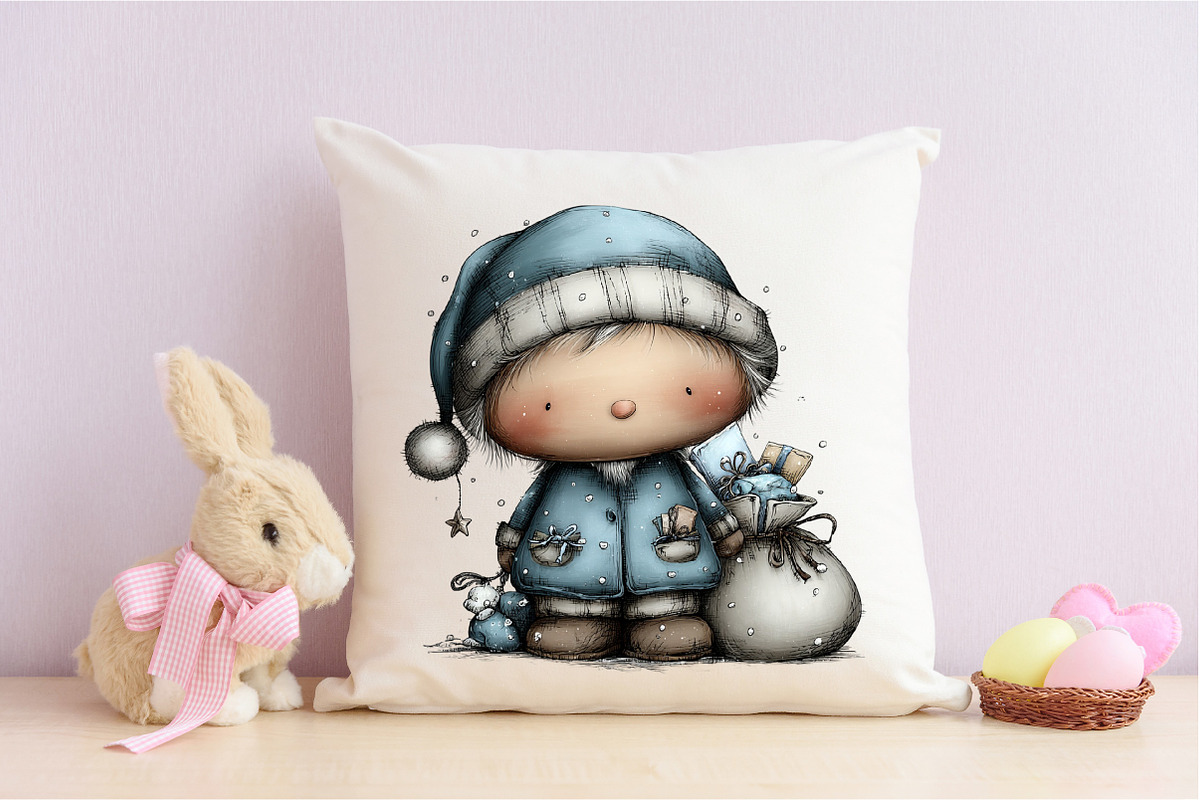 Cute Christmas Watercolor Clipart, an Illustration by designcity5 (Photo 5 of 5)
