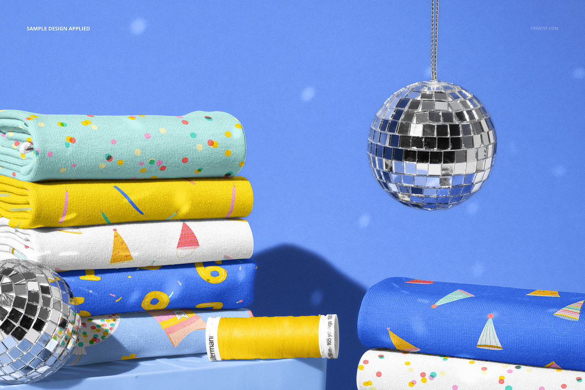Party Scene Jersey Fabrics Mockup, a Merchandise Mockup by creatsy5