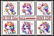 Cute Pastel Unicorn with Flowers, an Illustration by CitraGraphics (Thumbnail 2 of 6)